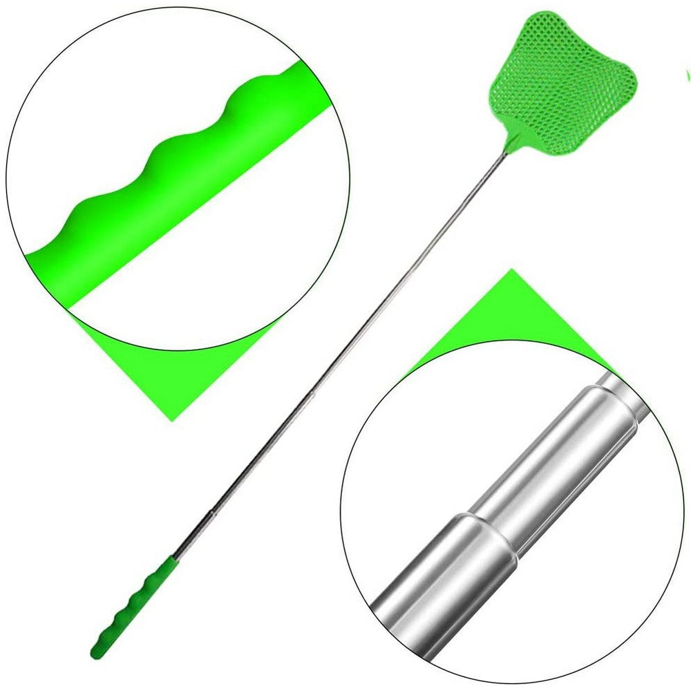 10 Pack Manual Telescopic Fly Swatter Flyswatter with Extendable Stainless Steel Pole