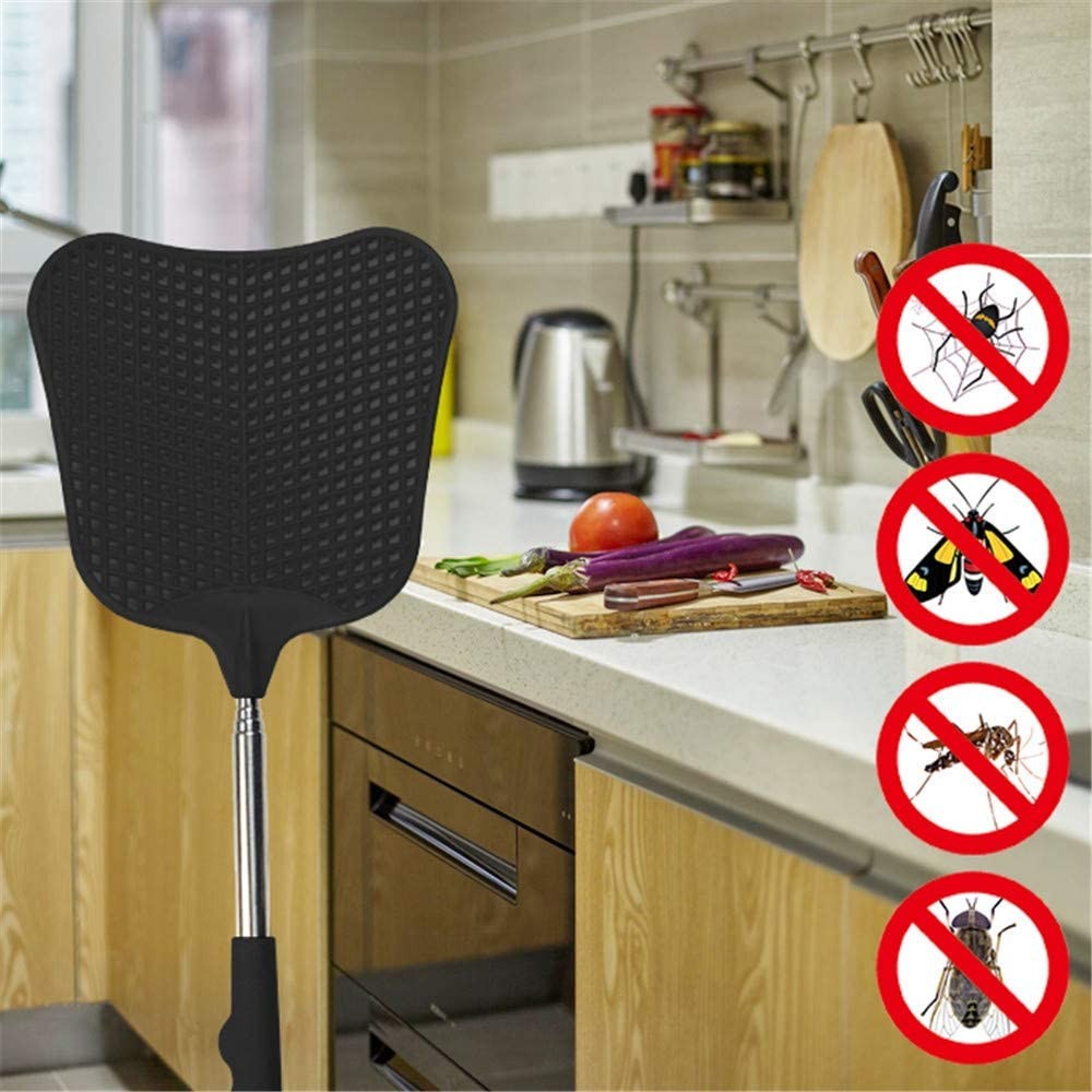 10 Pack Manual Telescopic Fly Swatter Flyswatter with Extendable Stainless Steel Pole