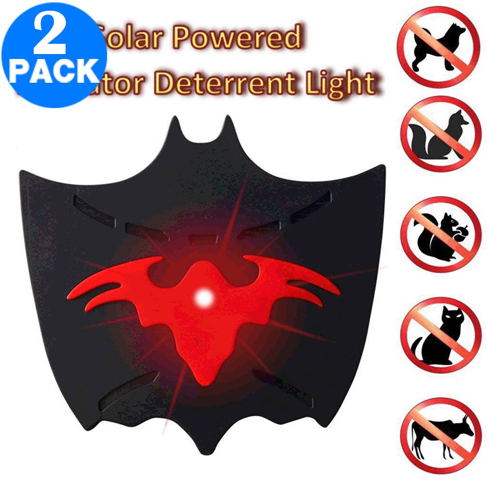 2 X Bat Shaped Outdoor Night Time Solar Powered Animal Repeller