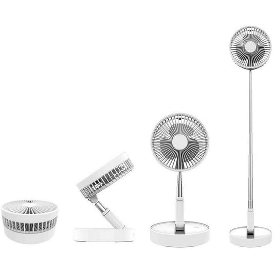 Folding Portable Desk Fan Telescopic Floor Fan with USB Rechargeable 7200mAh Battery