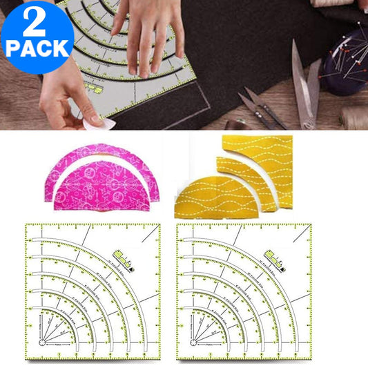 2 X Arcs and Fans Circle Cutter Ruler Patchwork Sewing Craft Tools Quilting Ruler for DIY Sewing Crafts