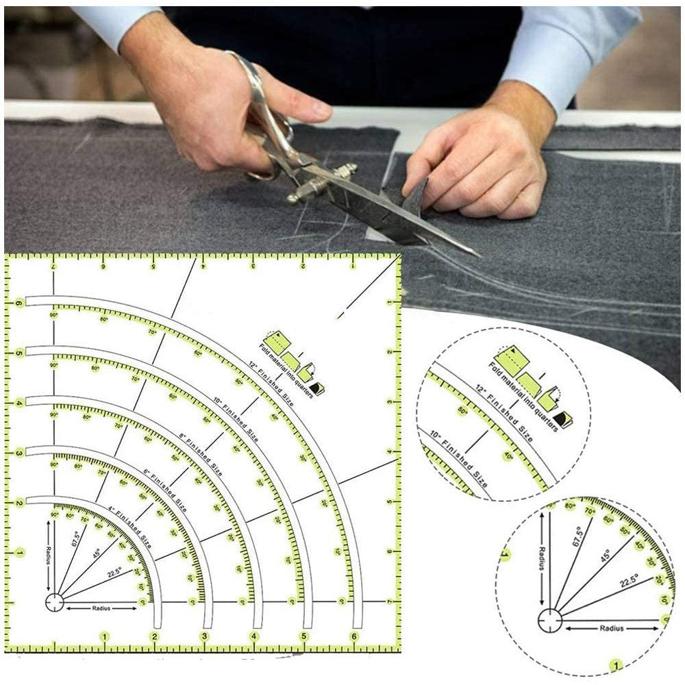 2 X Arcs and Fans Circle Cutter Ruler Patchwork Sewing Craft Tools Quilting Ruler for DIY Sewing Crafts