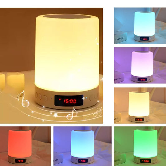3 In 1 Bluetooth Speaker with Colour Changing LED Light and Alarm Clock Bedroom Lamp