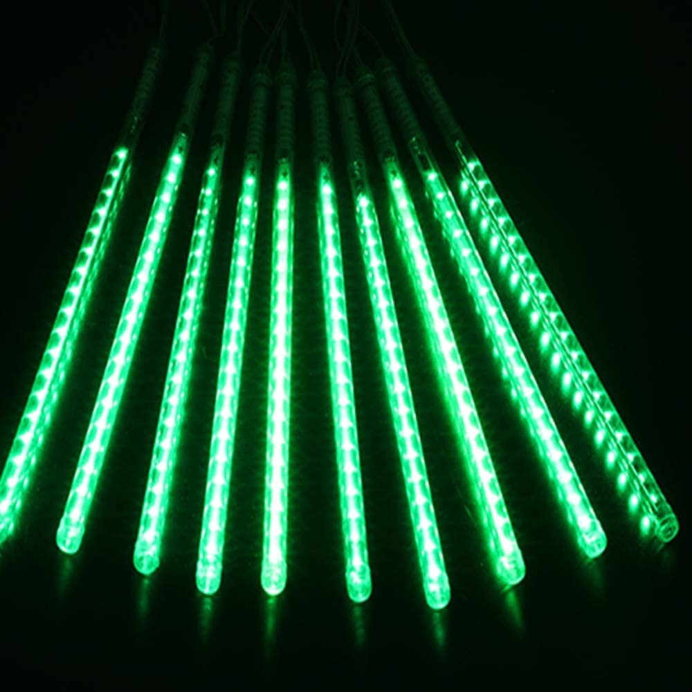10 Tube 360 LEDs Solar Powered Lights Christmas Decoration Lamps Meteor Shower Rain Lights for Christmas Holiday Party Home Patio Party Green
