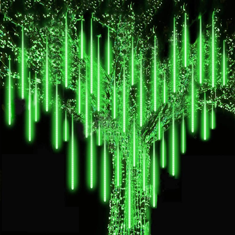 10 Tube 360 LEDs Solar Powered Lights Christmas Decoration Lamps Meteor Shower Rain Lights for Christmas Holiday Party Home Patio Party Green