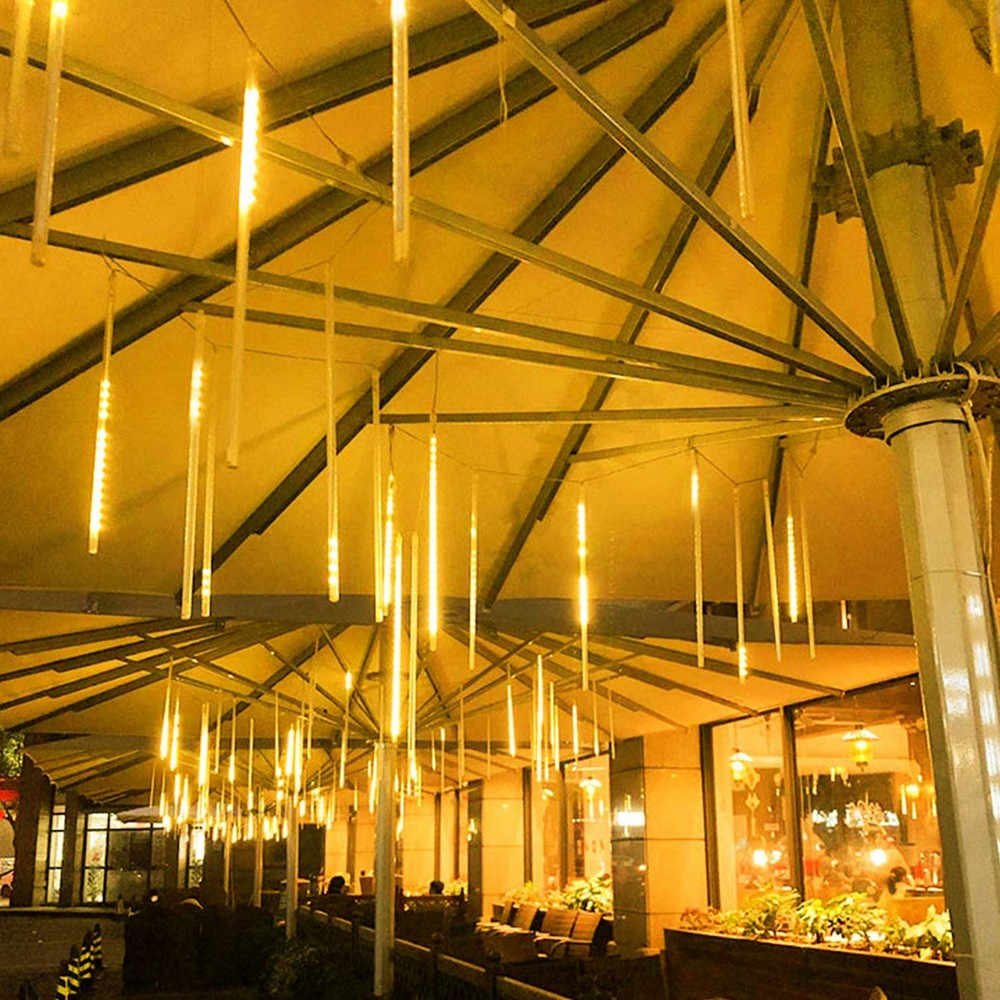 10 Tube 360 LEDs Solar Powered Lights Christmas Decoration Lamps Meteor Shower Rain Lights for Christmas Holiday Party Home Patio Party Warm White