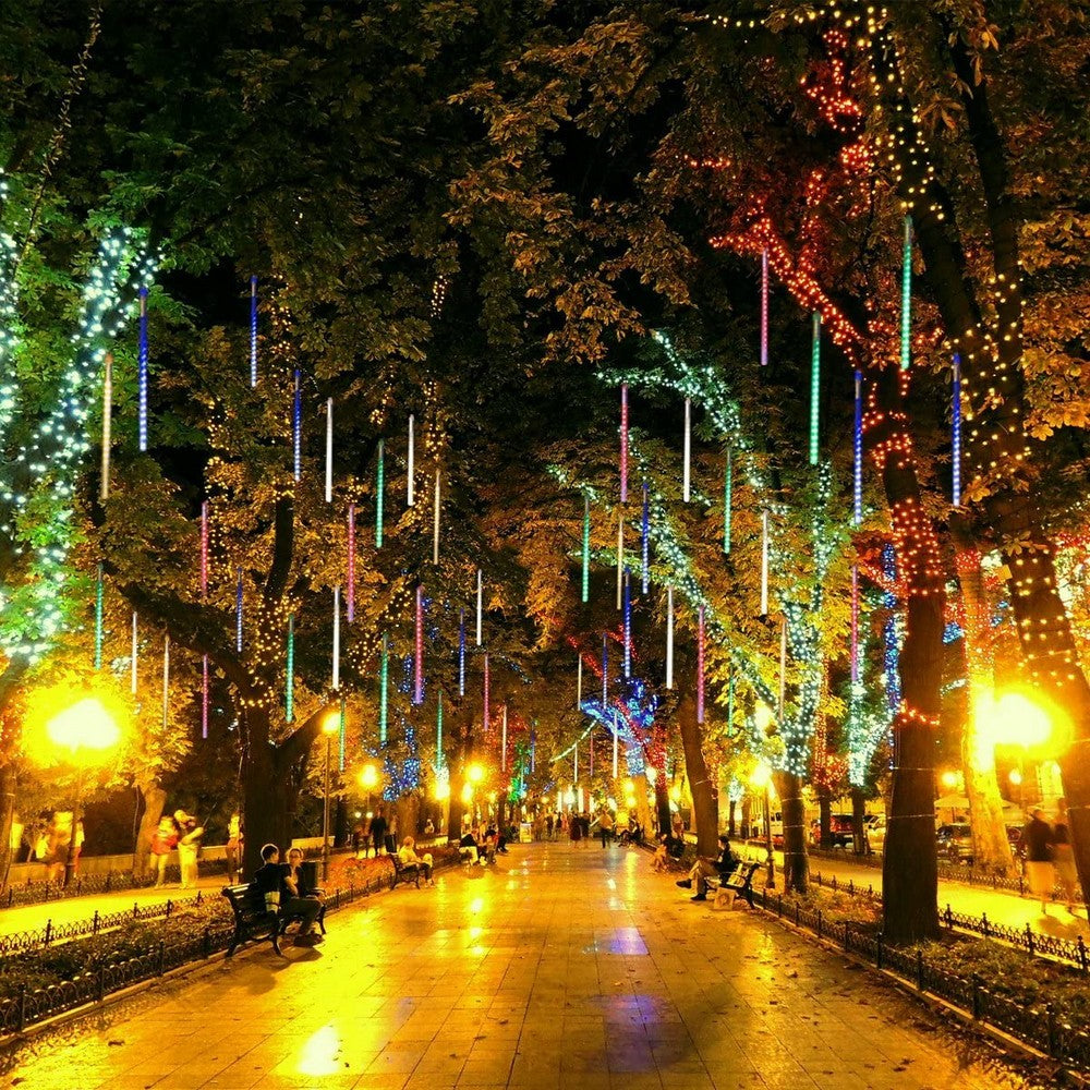8 Tube 288 LEDs Solar Powered Lights Christmas Decoration Lamps Meteor Shower Rain Lights for Christmas Holiday Party Home Patio Party Multicolour