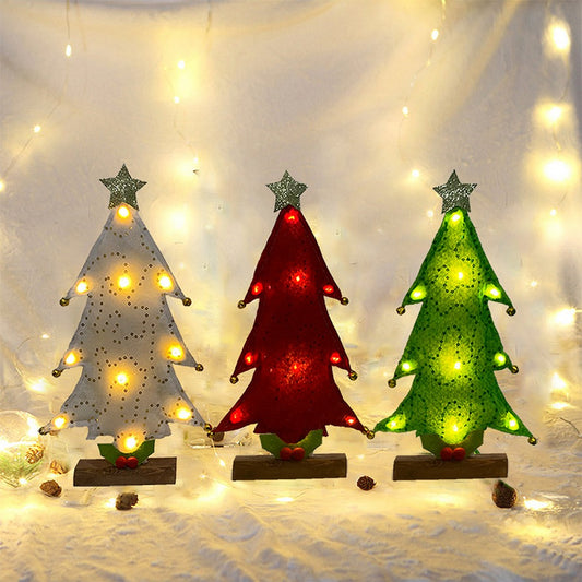 10 LEDs Sequin Design Christmas Tree Shape Night Light Christmas Decoration Lights