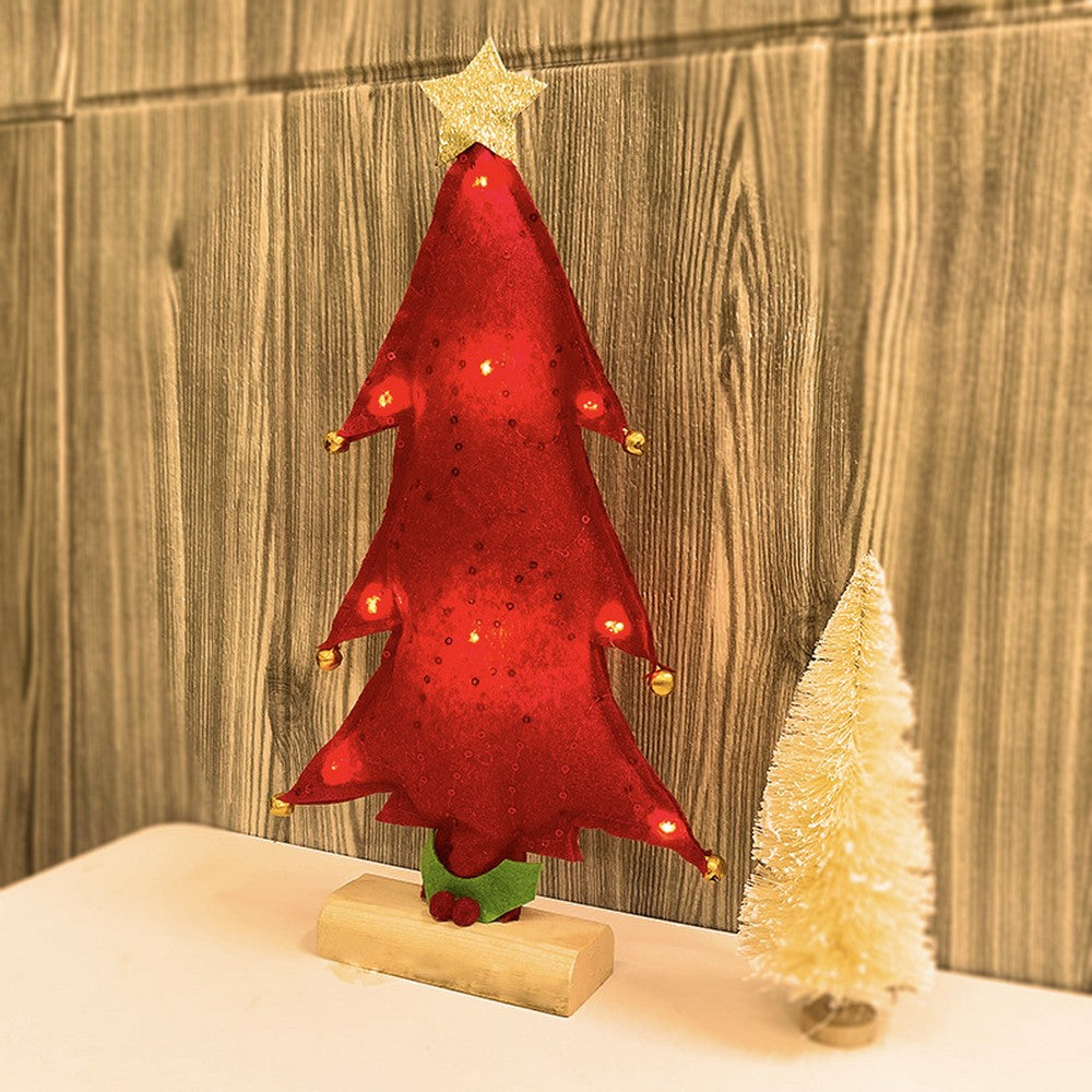 10 LEDs Sequin Design Christmas Tree Shape Night Light Christmas Decoration Lights