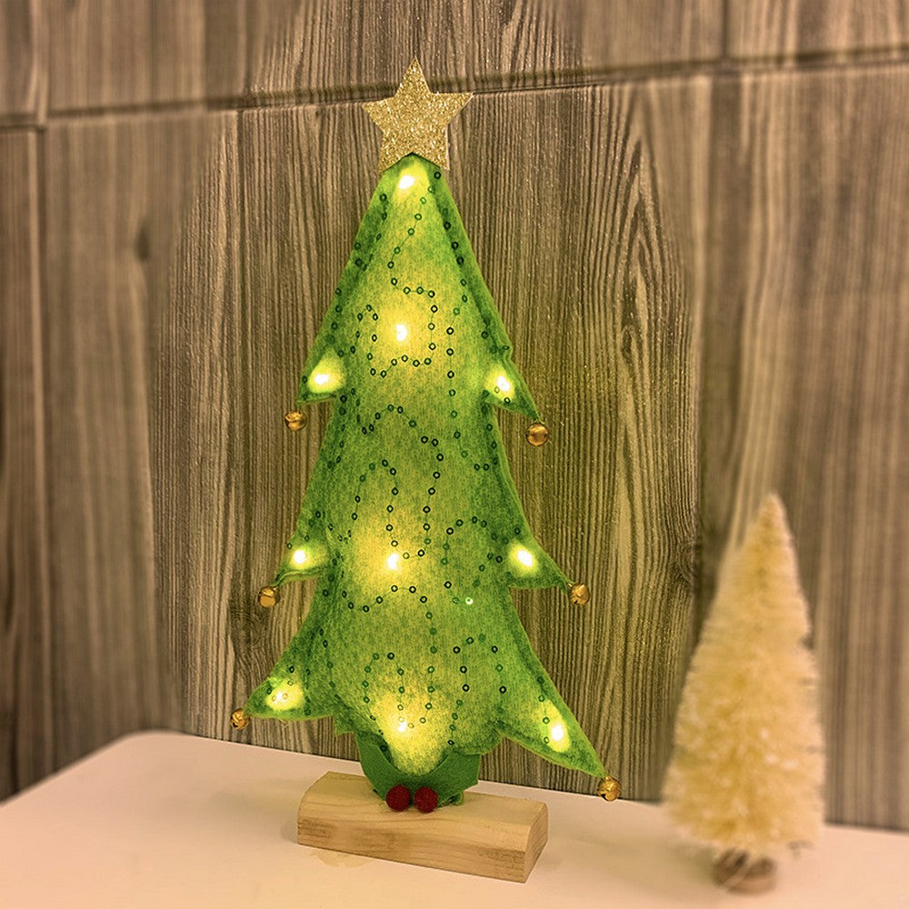 10 LEDs Sequin Design Christmas Tree Shape Night Light Christmas Decoration Lights