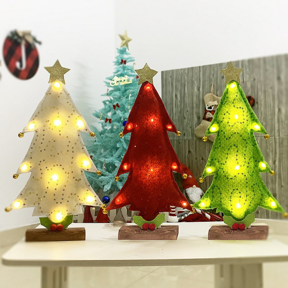 10 LEDs Sequin Design Christmas Tree Shape Night Light Christmas Decoration Lights