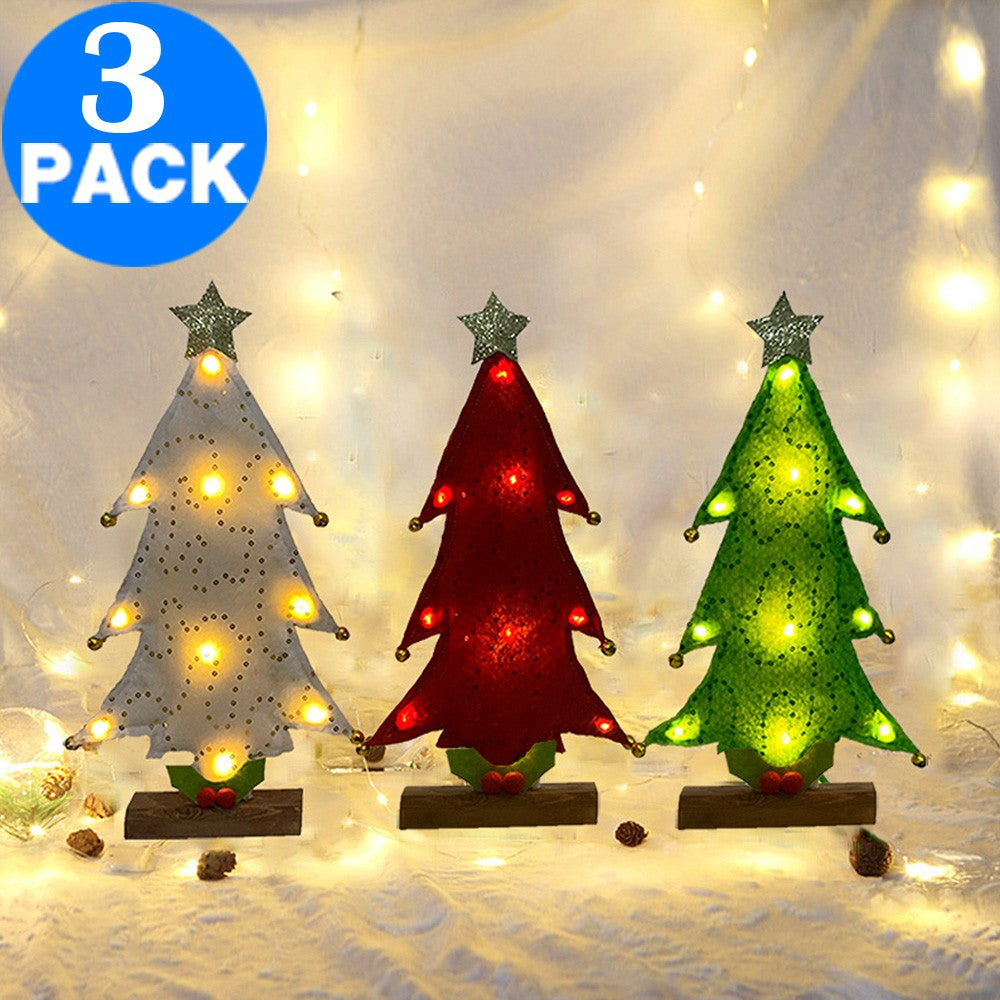 3 X 10 LEDs Sequin Design Christmas Tree Shape Night Light Christmas Decoration Lights