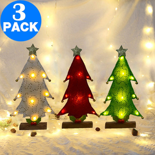 3 X 10 LEDs Sequin Design Christmas Tree Shape Night Light Christmas Decoration Lights