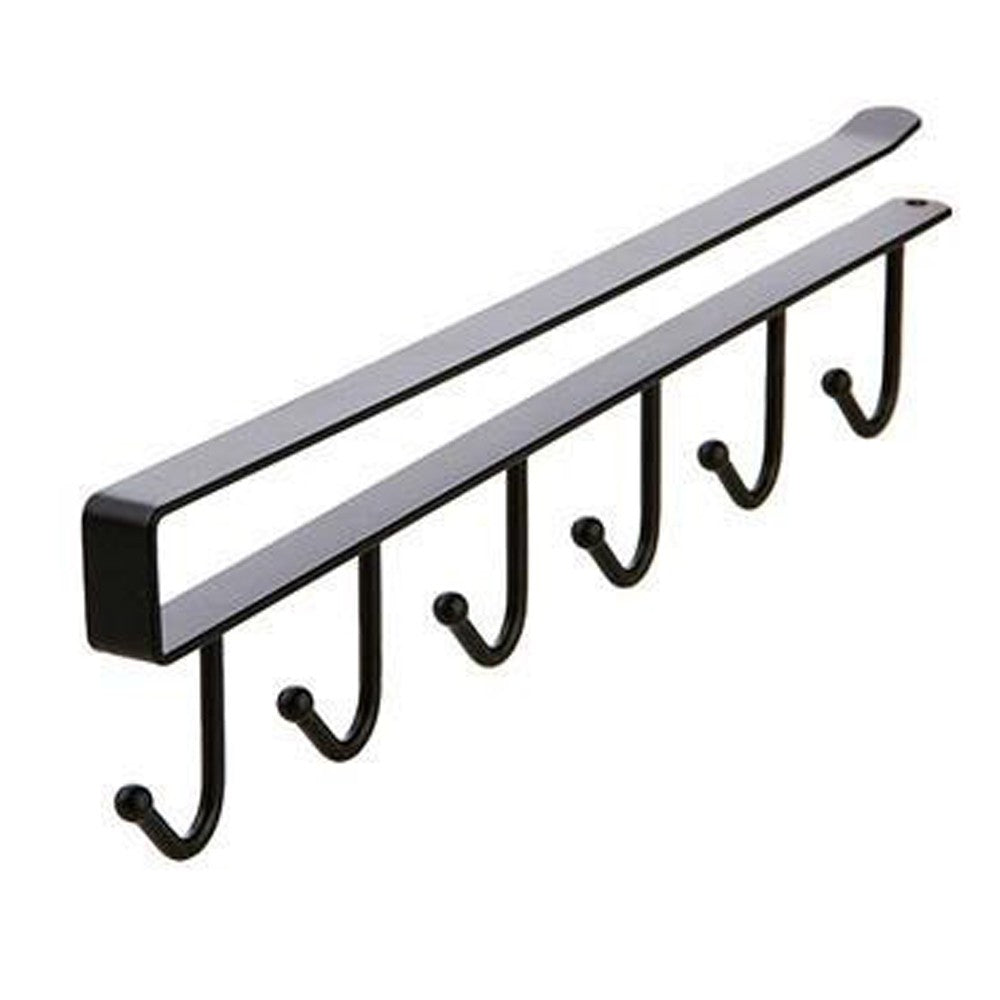 2 X Kitchen Under Cabinet Hanger Rack Mugs Shelf with 6 Hooks