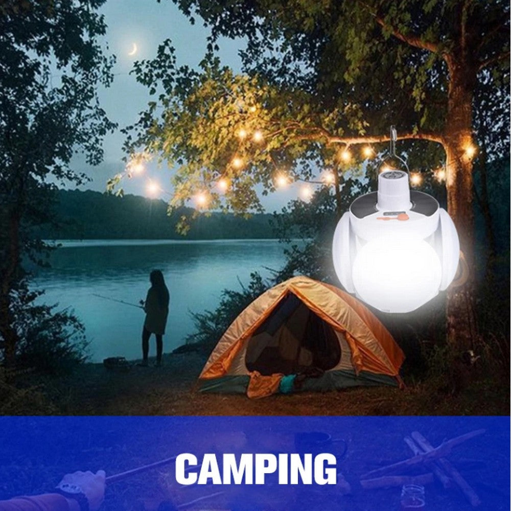 2 X Solar Powered Light Outdoor Emergency Lighting LED Bulb Foldable Hanging Camping Lamp