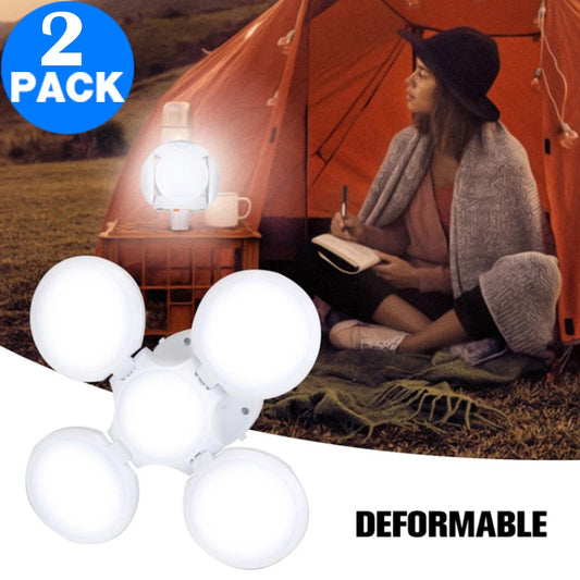 2 X Solar Powered Light Outdoor Emergency Lighting LED Bulb Foldable Hanging Camping Lamp