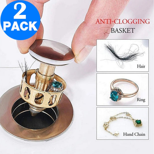 2 Pack 2 in 1 Wash Basin Bounce Drain Filter Pop Up Sink Drain Plug