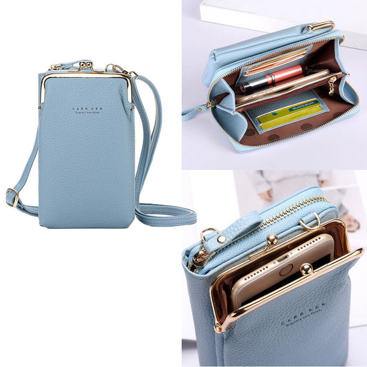 Women Phone Bag Solid Colour Wallet Crossbody Purse