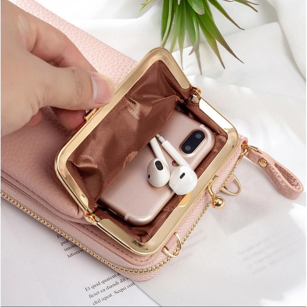 Women Phone Bag Solid Colour Wallet Crossbody Purse