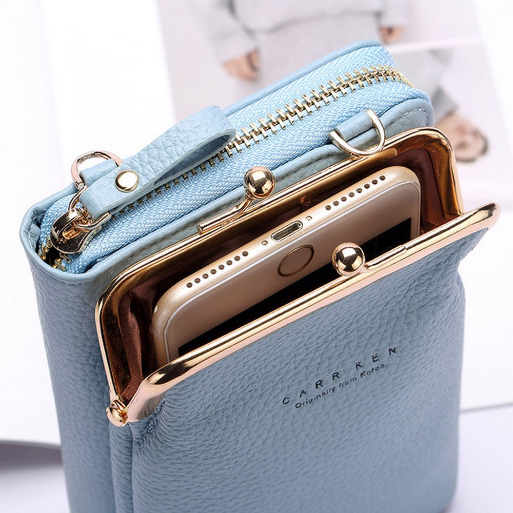 Women Phone Bag Solid Colour Wallet Crossbody Purse