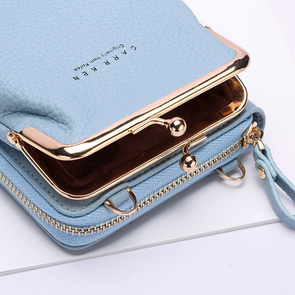 Women Phone Bag Solid Colour Wallet Crossbody Purse