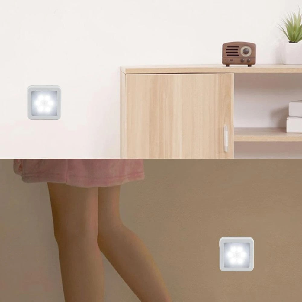 4 X Smart Motion Sensor 6LEDs Night Light Battery Operated Bedside Lamp Hallway Lighting Kitchen Light Stairs Lamp