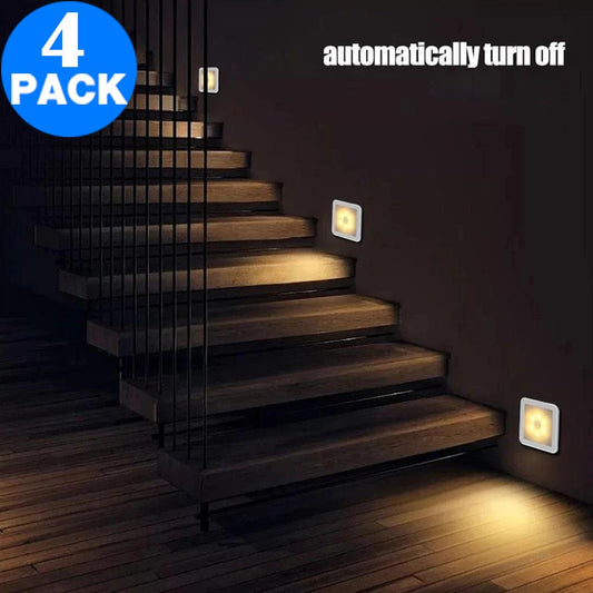 4 X Smart Motion Sensor 6LEDs Night Light Battery Operated Bedside Lamp Hallway Lighting Kitchen Light Stairs Lamp