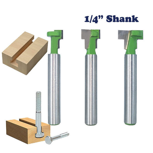 3 Pieces 1-4 inches Shank 6.35mm T Slot Cutter Router Bits Set Key Hole Bits Milling Cutter Kit Woodworking Tools