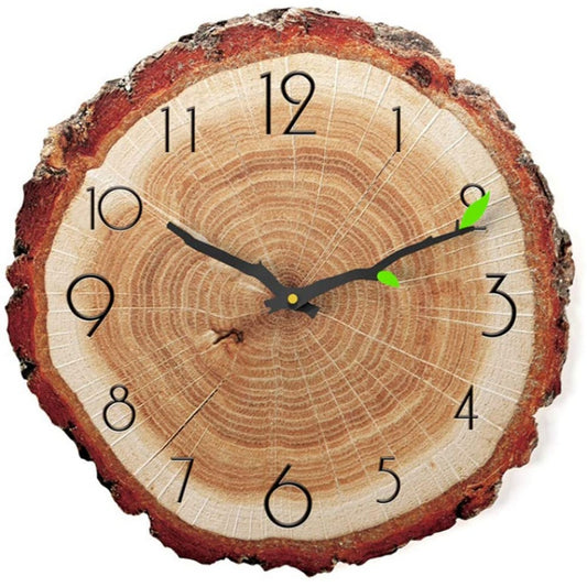12 Inch Annual Ring Wall Clock Creative Battery Operated Silent Clock Home Decorative for Kids Room Living Room Style 2