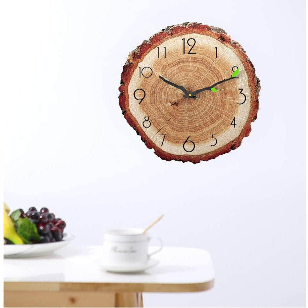 12 Inch Annual Ring Wall Clock Creative Battery Operated Silent Clock Home Decorative for Kids Room Living Room Style 2