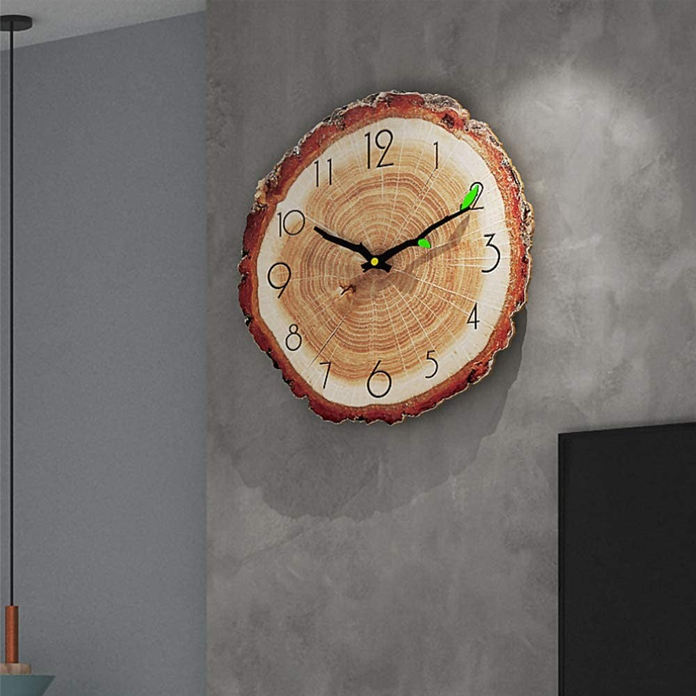 12 Inch Annual Ring Wall Clock Creative Battery Operated Silent Clock Home Decorative for Kids Room Living Room Style 2