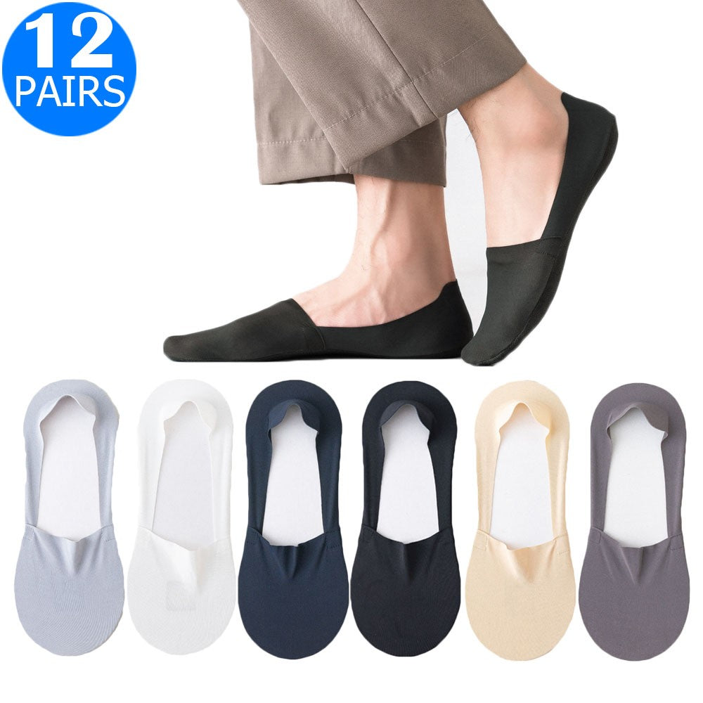 12 Pairs of Men Summer Breathable Super Thin Boat Socks