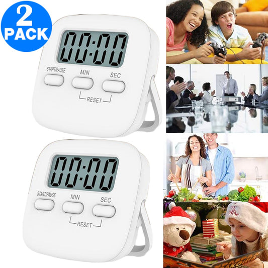 2 Pack Digital Kitchen Timer Magnetic Countdown Timer with Alarm for Cooking Classroom Bathroom Battery Is Not Included