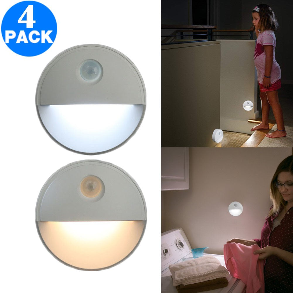 4 Pack 2LEDs Motion Sensor Night Light for Stairs Cabinet Kitchen Bedroom