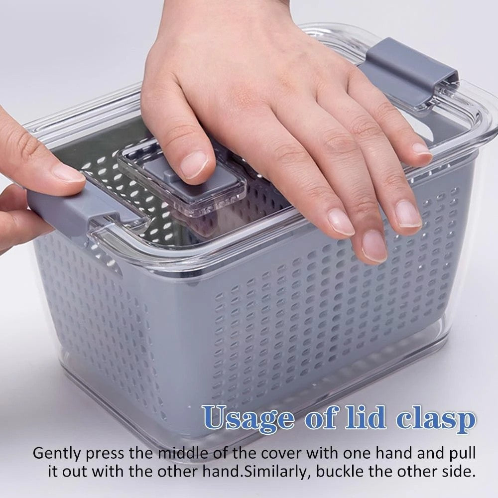 2 Pack 3 In 1 Home Multifunctional Storage Box Fruit Vegetable Container Kitchen Drain Basket with Lid Medium