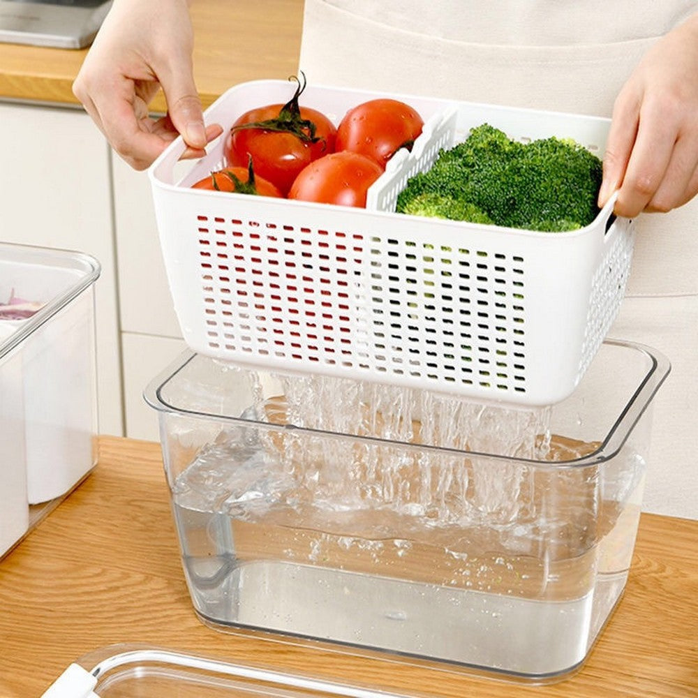 3 Pack 3 In 1 Home Multifunctional Storage Box Fruit Vegetable Container Kitchen Drain Basket with Lid Medium