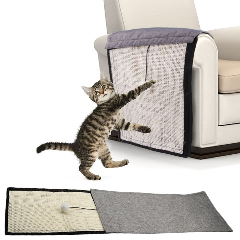 Cat Scratching Mat Sofa Couch Cat Furniture Scratching Pads Cover with Plush Ball Toy