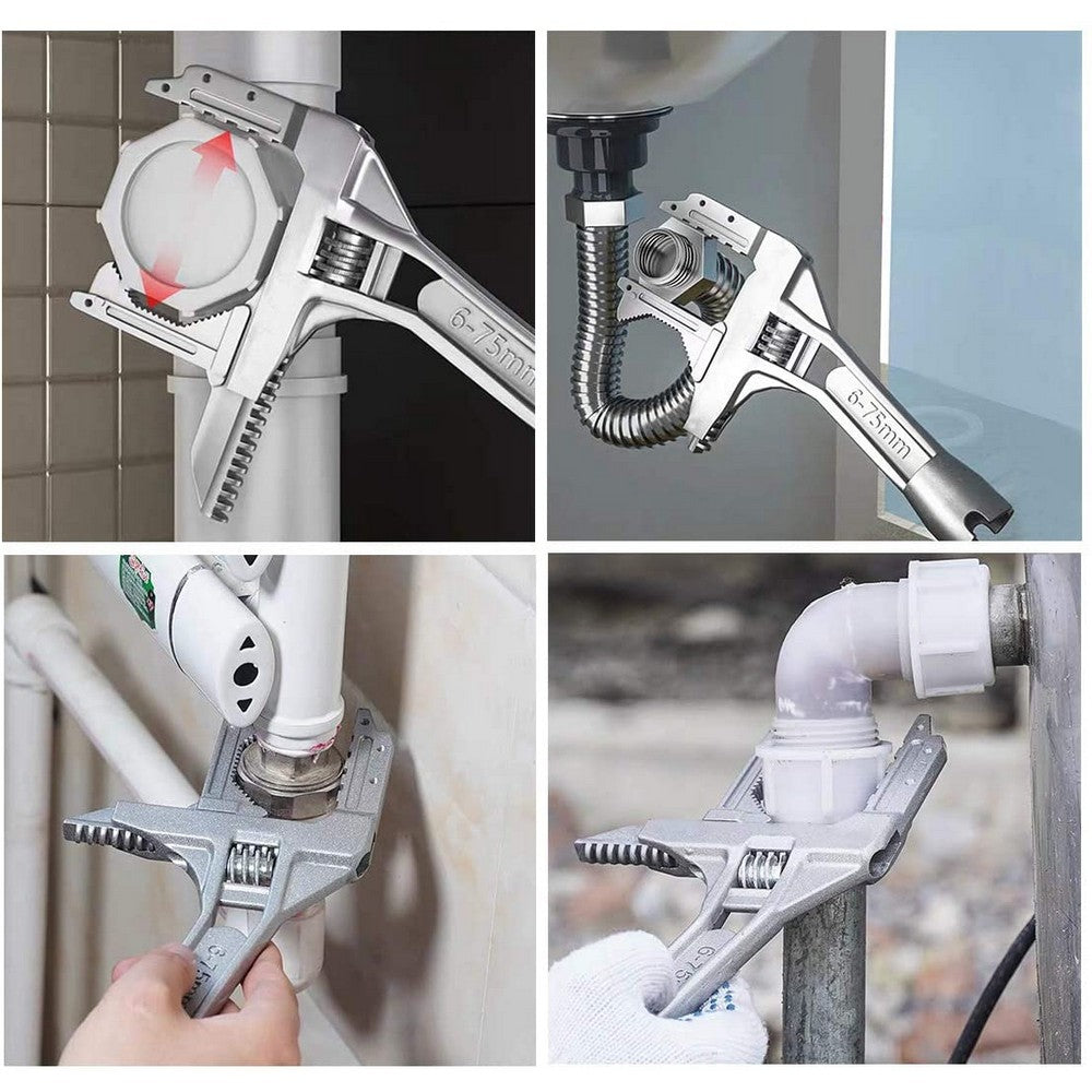 2 Pack 2 In 1 9 Inches Adjustable Wrench Alloy Spanner Repair Tool Cleaning Shovel for Kitchen Bathroom