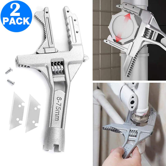 2 Pack 2 In 1 9 Inches Adjustable Wrench Alloy Spanner Repair Tool Cleaning Shovel for Kitchen Bathroom