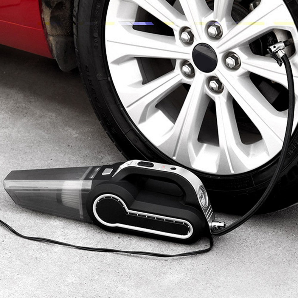 4 In 1 Car Wired Handheld Vacuum Cleaner Tires Inflator Tire Pressure Measurement Air Pump LED Light