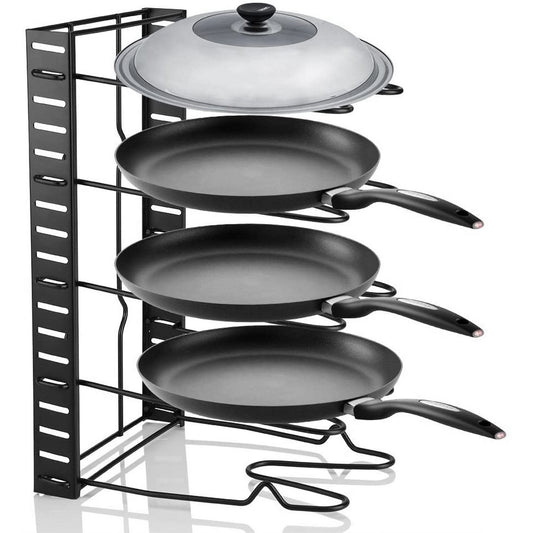 5 Tier Adjustable Kitchen Cabinet Pantry Pan Holder Pot Lid Organizer Rack Shelf for 5 Pans