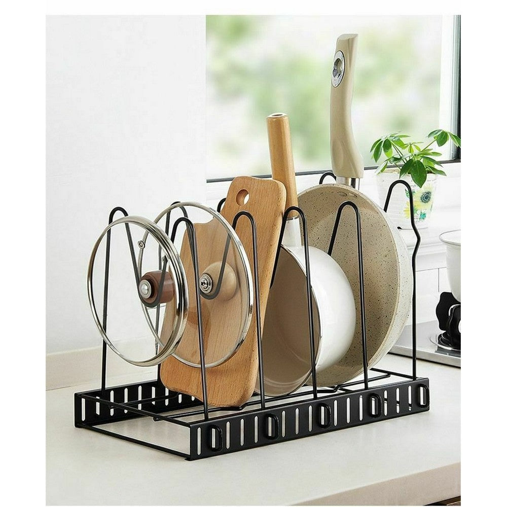 8 Tier Pots Pans Organizer Adjustable Pot Pan Holder Kitchen Pantry Storage Rack Cookware Shelves