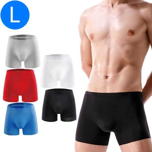 5 Pack Men Summer Breathable See Through Underwear Traceless Boxer Briefs L