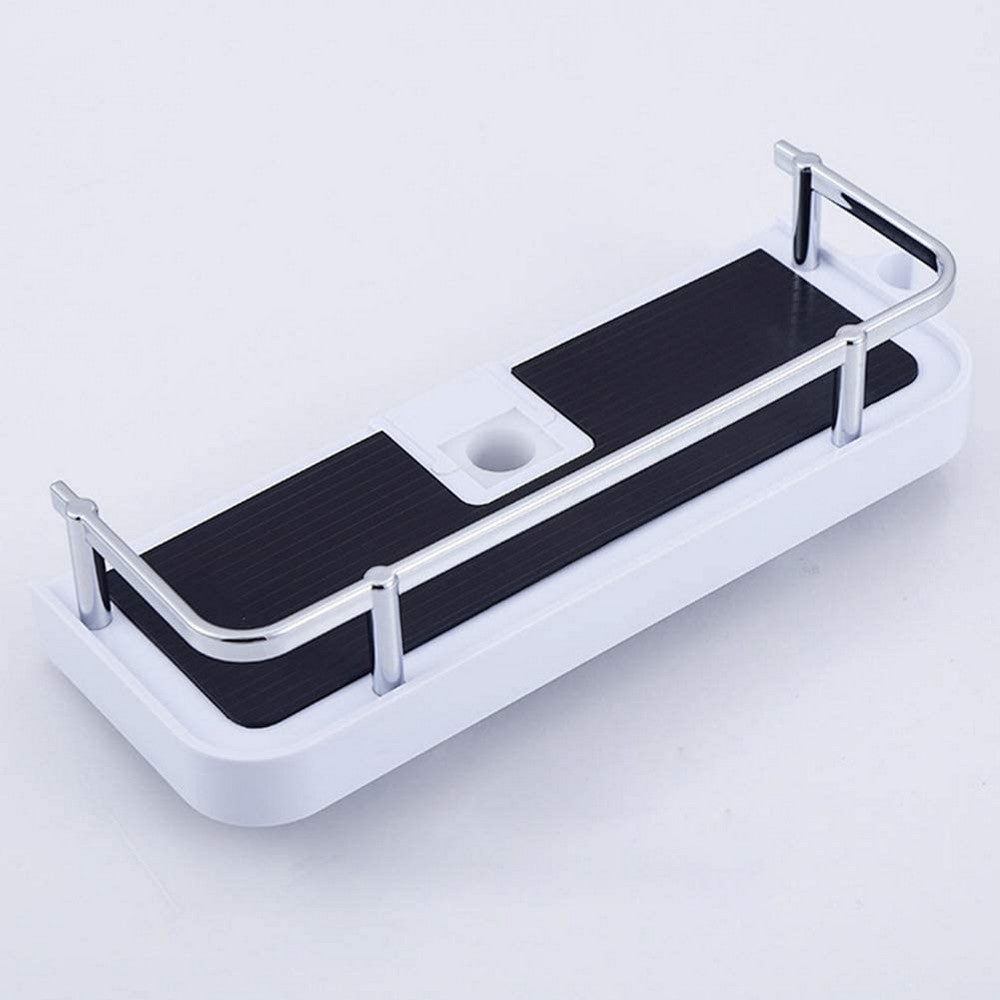 2 X Home Bathroom Multifunctional Punch Free Shower Lift Bar Storage Rack Shampoo Organizer Sponge Holder Tray with Shower Bracket for Handheld Shower Head