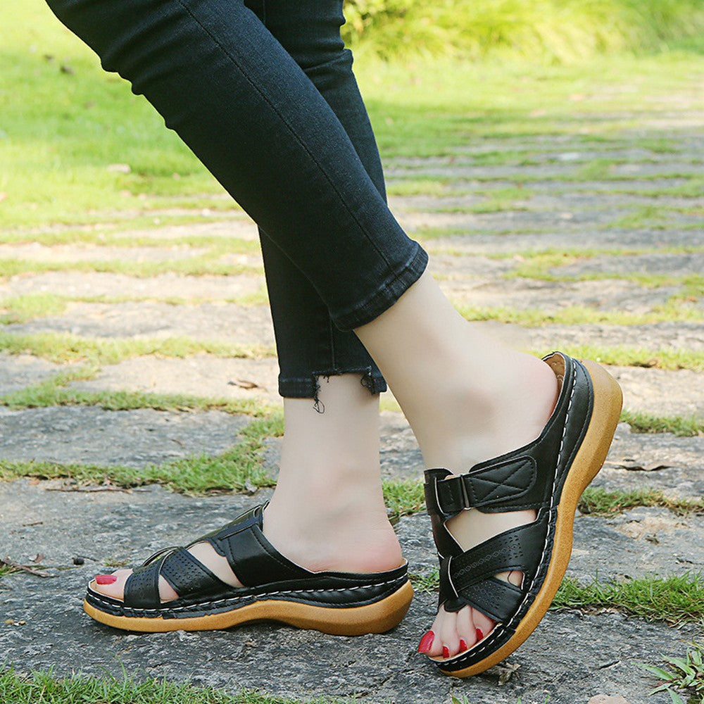 Women Summer Sandal Slip On Shoes Black