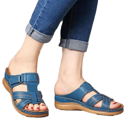 Women Summer Sandal Slip On Shoes Blue
