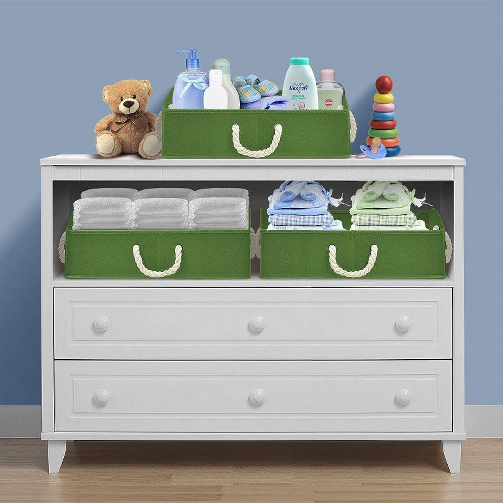 3 X Home Fabric Storage Bins Foldable Closet Organizer Trapezoid Storage Box Green