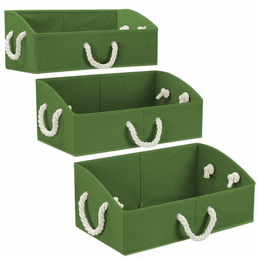 3 X Home Fabric Storage Bins Foldable Closet Organizer Trapezoid Storage Box Green