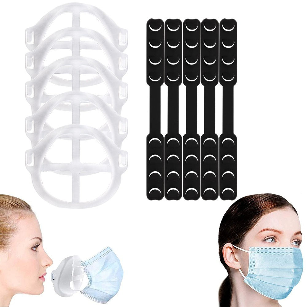 5 Pieces Face Cover Extender Straps and 5 Pieces 3D Face Cover Brackets Support Frames