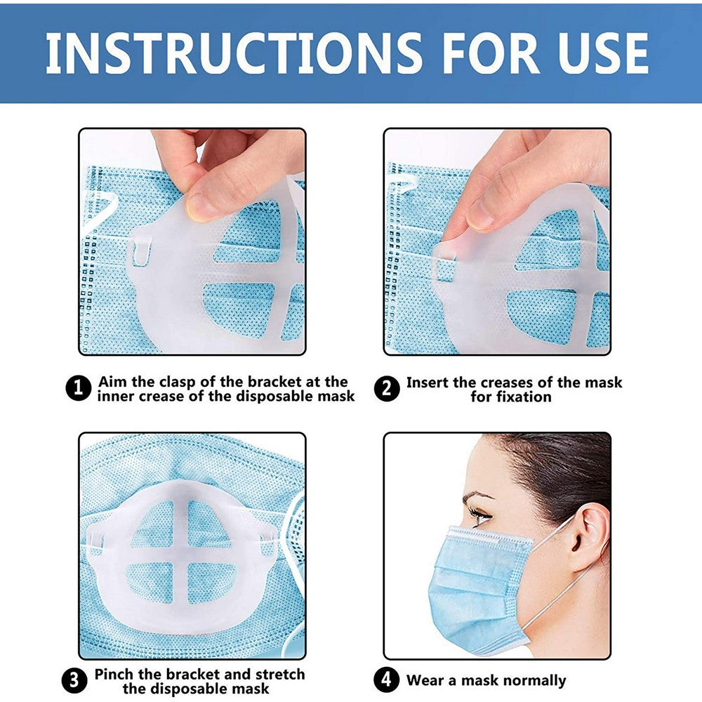 50 Pieces Face Cover Extender Straps and 50 Pieces 3D Face Cover Brackets Support Frames